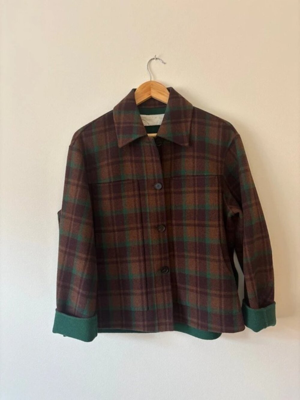 ARKET Checked Wool Blend Overshirt Jacket S